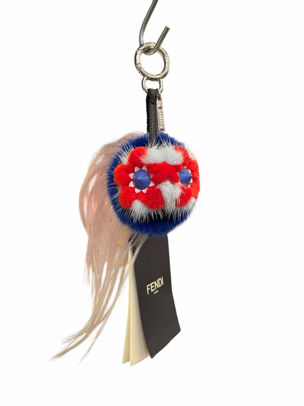 Fendi Monster Keychain Blue & Red Fur Bag Charm